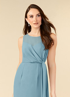 Azazie Marchioness Mother of the Bride Dresses Moody Blue A-Line Scoop Pleated Chiffon Dress image5