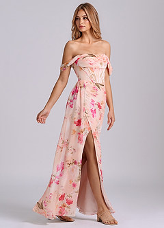 Azazie Amyra 신부 들러리 드레스 쉬스 오프 더 숄더 쉬폰 바닥 길이 드레스 image5