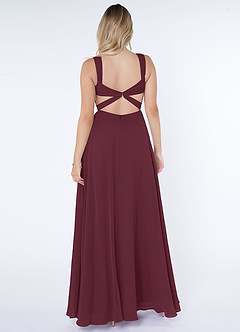 Azazie Nahrin Final Sale Cabernet A-Line V-Neck Pleated Chiffon Dress image2