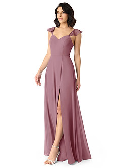 Azazie Everett Bridesmaid Dresses Vintage Mauve A-Line V-neck Ruched Chiffon Dress image3