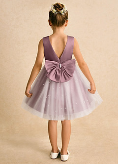 Azazie Esme Robe Demoiselle D'honneur Fillette Robe Princesse en Tulle Arc Mauve Vintage image8