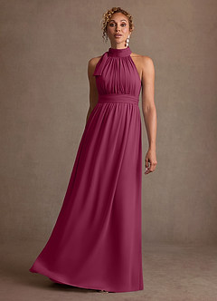 Azazie Antoinette Mother of the Bride Dresses Mulberry A-Line Pleated Chiffon Dress image3