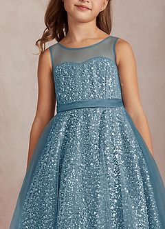 Azazie Siwa Flower Girl Dresses Bermuda A-Line Beaded Tulle Dress image4
