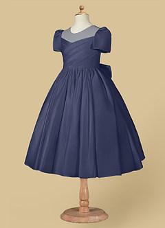 Azazie Anirra Flower Girl Dresses Stormy Ball-Gown Pleated Matte Satin Dress image7