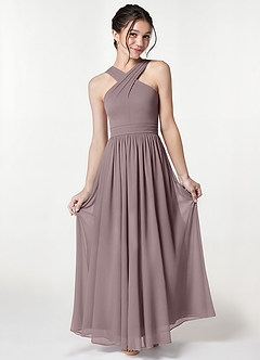 Azazie Jiya Junior Dusk A-Line Pleated Mesh Dress image1