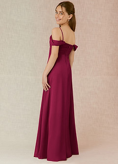 Azazie Kaitlynn Junior Burgundy A-Line Off the Shoulder Chiffon Dress image5
