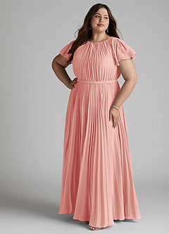 Azazie Kara Bescheidene Brautjungfernkleider A-Linie Plissee Chiffon Bodenlänge Kleid image13