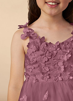 Azazie Ceres Jurken voor bloemenmeisjes Baljurk Jurk van Tule Kant Vintage Mauve image3