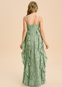 Azazie Peyton Junior A라인 주름진 플로럴 번아웃 플로어 길이 주니어 신부 들러리 드레스 image7