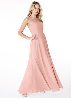 Azazie Jay Bridesmaid Dresses Rosette A-Line Square Neckline Side Slit Chiffon Dress image3