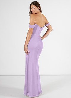 Azazie Kit Bridesmaid Dresses Lilac Mermaid Off the Shoulder Mesh Dress image4