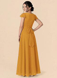 Azazie Payton Junior Butterscotch A-Line Bow Chiffon Dress image2