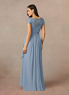 Azazie Lunda Mother of the Bride Dresses Dusty Blue A-Line Lace Chiffon Dress image4