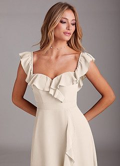 Azazie Lyra Bridesmaid Dresses White Alabaster A-Line Chiffon Convertible Dress image10