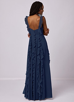 Barbie ♥ Azazie Bridesmaid Dresses Dark Navy A-Line with Pockets Chiffon Dress image2