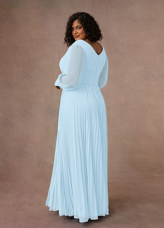 Azazie Zina Mother of the Bride Dresses Sky Blue A-Line Pleated Chiffon Dress image10