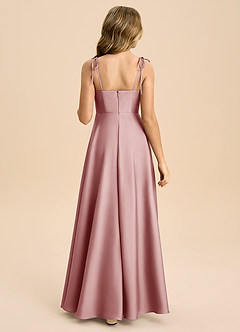 Azazie Popsy Junior Dusty Rose A-Line Bow Stretch Satin Dress image2
