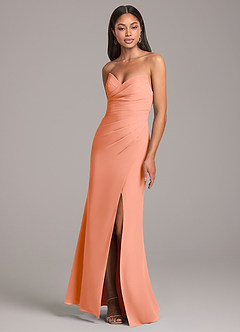 Azazie Yola Bridesmaid Dresses Sunset Sheath Pleated Chiffon Convertible Dress image3