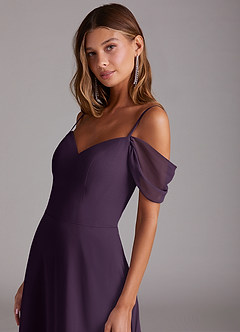 Azazie Marley Bridesmaid Dresses Plum A-Line Off the Shoulder Chiffon Convertible Dress image9