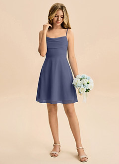 Azazie Bear Junior Stormy A-Line Pleated Chiffon Dress image3