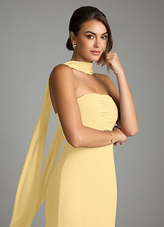 Azazie Saylor Bridesmaid Dresses Butter Mermaid Strapless Chiffon Dress image2