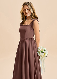 Azazie Delia Junior Abito A-Line in Chiffon Fiocco Espresso image7