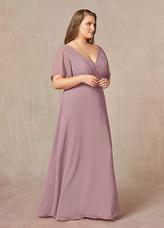 Azazie Alessa vestidos de madre de la novia Vestido de Rosa Polvorienta de Gasa de Corte En A con Cuello en V plisado image10