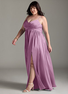 Azazie Alia Bridesmaid Dresses Wisteria A-Line Pleated Stretch Satin Dress image13