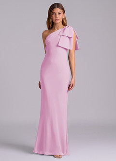 Azazie Yuanna Bridesmaid Dresses Candy Pink Mermaid One Shoulder Chiffon Dress image5