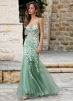 Dentelle Light Green Mermaid Prom Dress image6