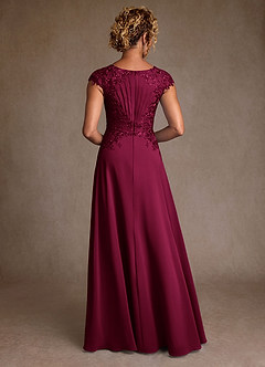 Azazie Christi Mother of the Bride Dresses Burgundy A-Line Lace Chiffon Dress image2