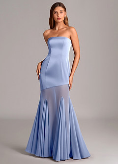 Azazie Uma Robes de demoiselle d'honneur Robe Sirène Convertible en Mousseline de soie Sans bretelles Eis image1