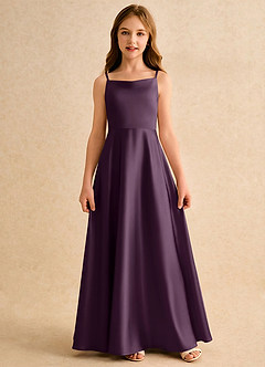 Azazie Joella Girls Formal Flower Girl Klänningar Klä A-Line i Stretch Satin Plisserad image4