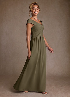 Azazie Myrtle Vestidos para mãe da noiva Vestido Salgueiro Verde de Chiffon de Linha A com Plissado image3