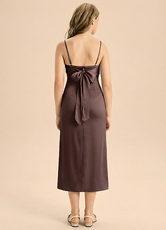 Azazie Mai Junior Abito Tubino in Raso Elasticizzato Plissettato Ganache image2