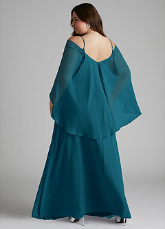 Azazie Cienna Abiti da Damigella Abito A-Line in Chiffon a Spalla Scoperta Blu Inchiostro image8