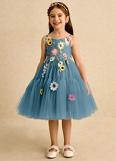 Azazie Osea vestidos de niña de las flores Vestido de Bermudas de Tul de Princesa con Plisado image4