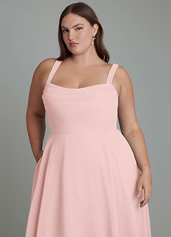 Azazie Shaude Bridesmaid Dresses Powder Pink A-Line Pleated Chiffon Dress image12