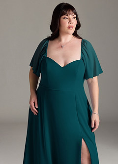 Azazie Chloe Bridesmaid Dresses Pine A-Line Sweetheart Neckline Chiffon Dress image12