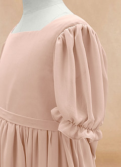 Azazie Joss Flower Girl Dresses English Rose A-Line with Sleeves Chiffon Dress image6