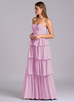 Azazie Faye Abiti da Damigella Abito A-Line in Chiffon Scollo a Cuore Rosa Confetto image5