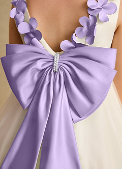 Azazie Lilli Blumenmädchenkleider A-Linie Schleifen Tüll Kleid Elfenbein Flieder image6