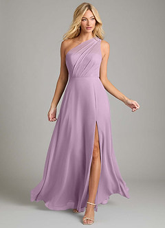 Azazie Phaedra Jurken voor bruidsmeisjes Jurk van Chiffon met A-Lijn One-Shoulder Blauweregen image4