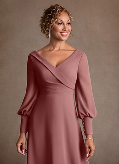 Azazie Paterson Mother of the Bride Dresses Desert Rose A-Line Pleated Chiffon Dress image6