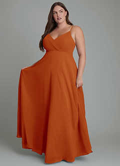 Azazie Amani Bridesmaid Dresses Paprika A-Line Pleated Chiffon Dress image7