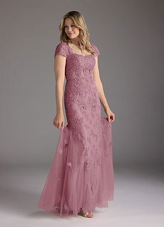 Azazie Marbella Mother of the Bride Dresses Vintage Mauve Mermaid Queen Anne Sequins Lace Dress image2