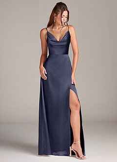 Azazie Sarella Brautjungfernkleider A-Linie Plissee Stretch-Satin Kleid Sturm image3