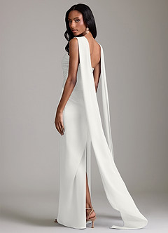 Azazie Sonora Vestidos de damas de honor Vestido de Blanco de Satén Elástico de Corte Recto con Sin tirantes image2