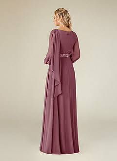 Azazie Priyanka Mother of the Bride Dresses Vintage Mauve A-Line Boatneck Pleated Chiffon Dress image2