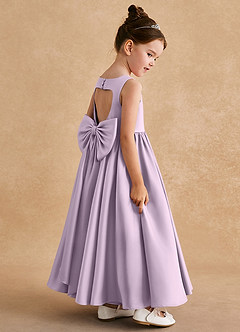 Azazie Bettie Flower Girl Dresses Frosted Lilac A-Line Bow Matte Satin Dress image5